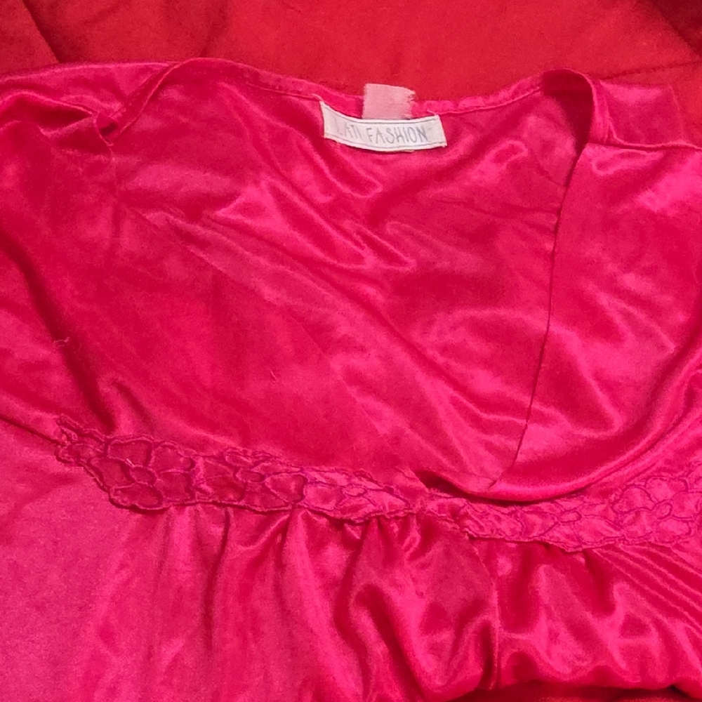 AM Fashion Fuchsia Satin Nightgown